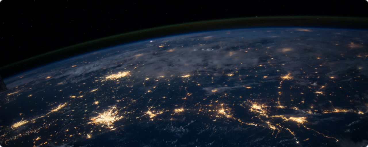 data points lit up around the globe